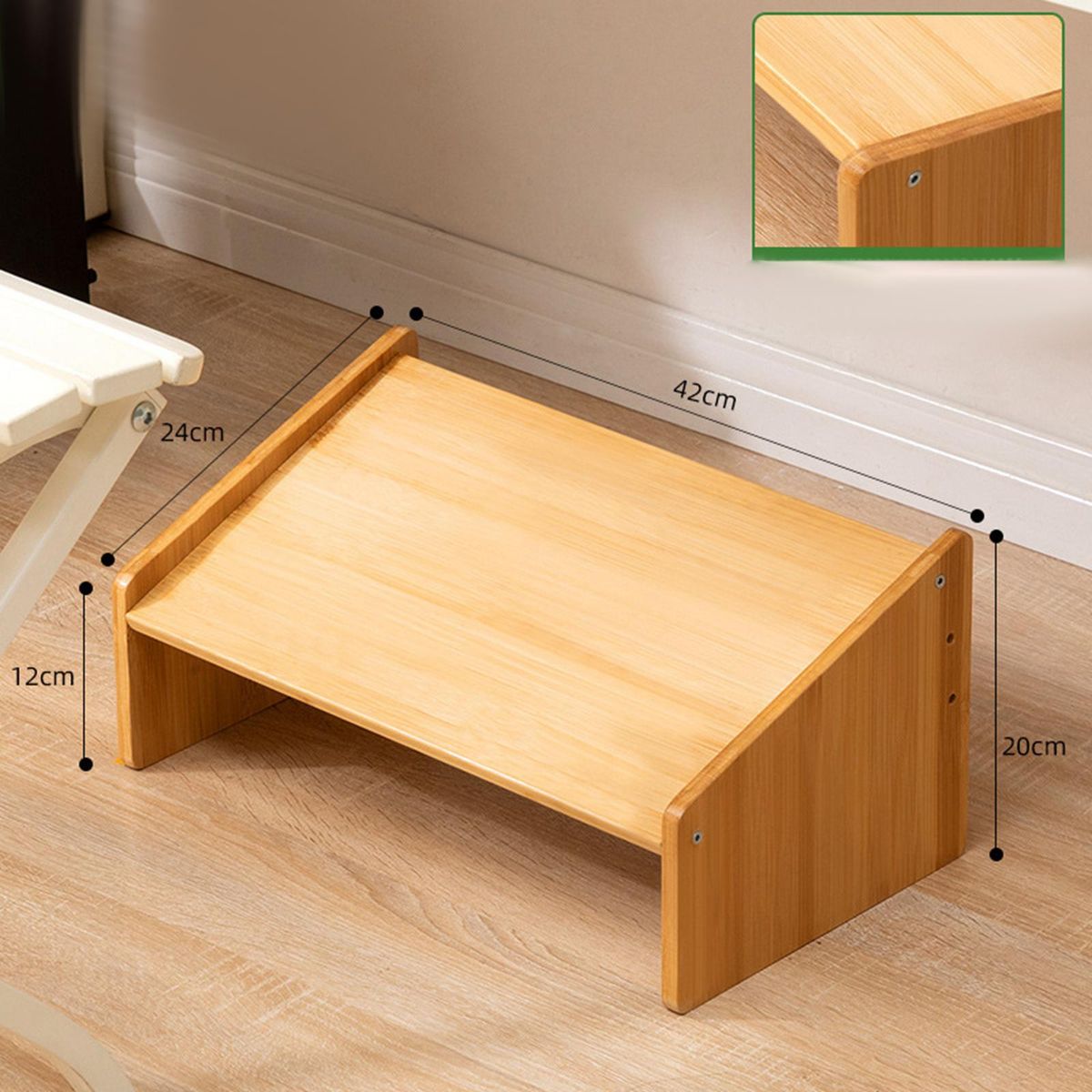Adjustable Height  Footrest  Light Brown High