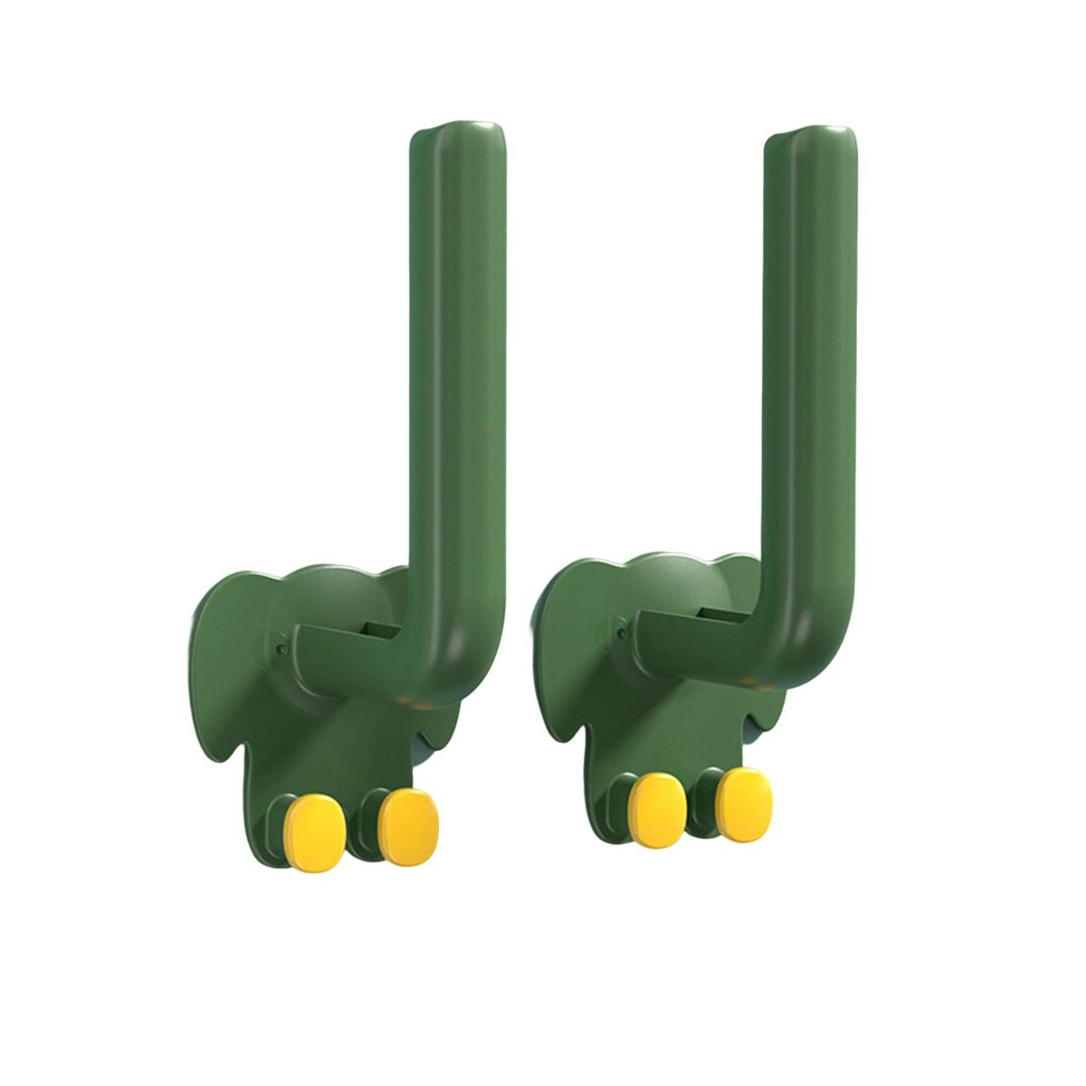 2Pcs Kitchen Holders L-Shape Wardrobe Hanging Hooks Green