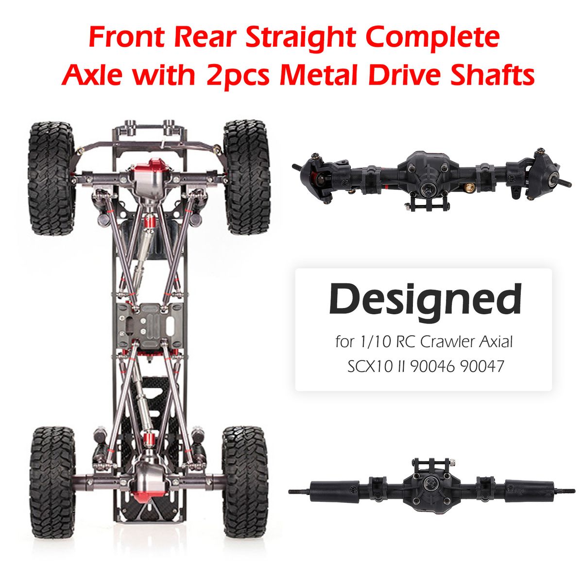 RC Car Front Rear Straight Complete Axle With 2pcs Metal