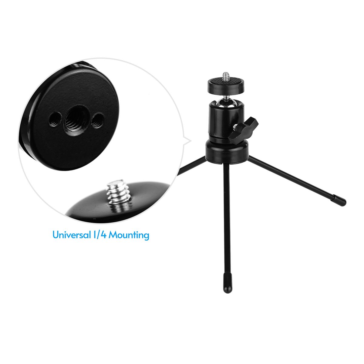 Table Ball Head Tripod Kit 360 Degree Rotatable U-shape Slot