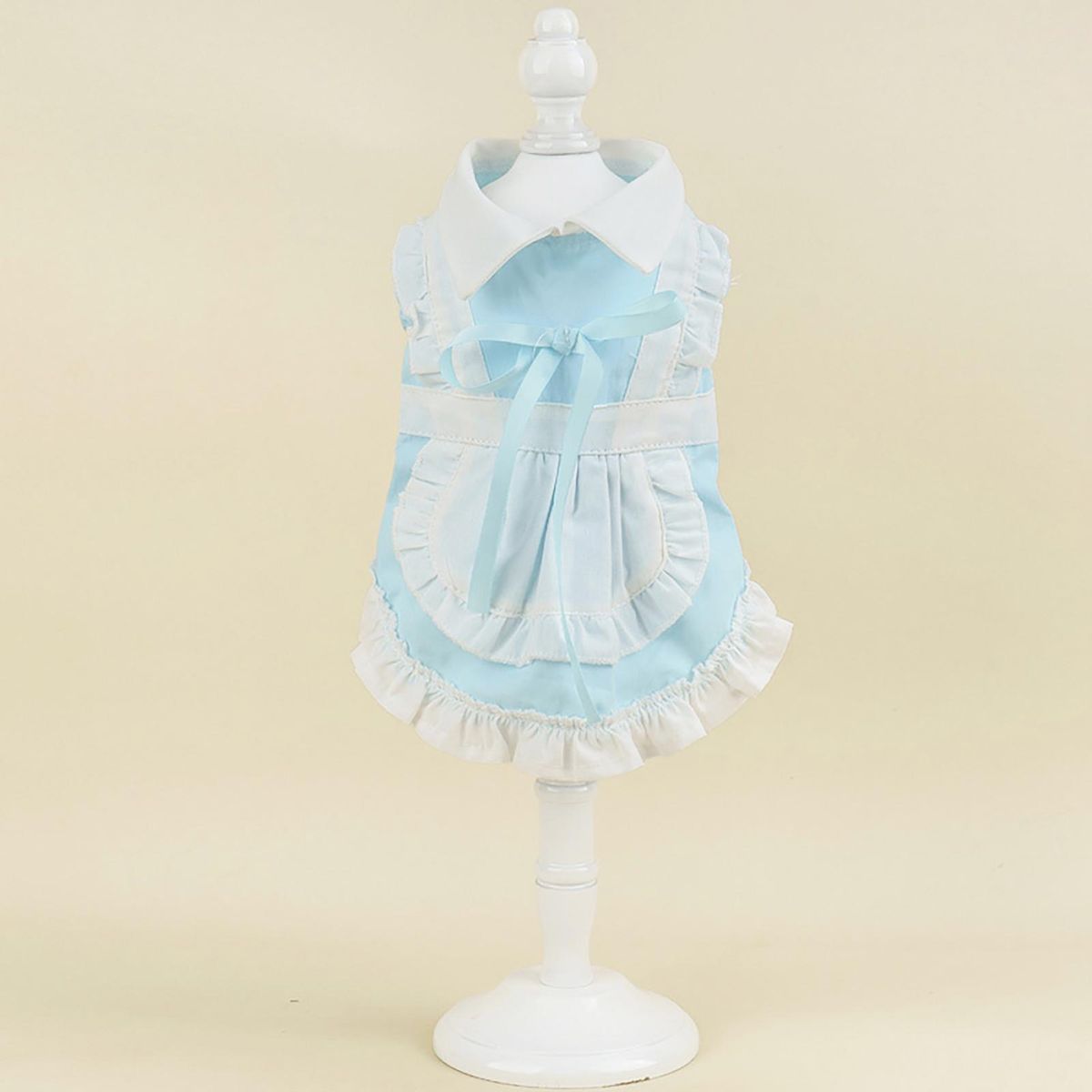 1 Set Cat Skirt Pet Dog Cat Maid Dress with Hat Blue