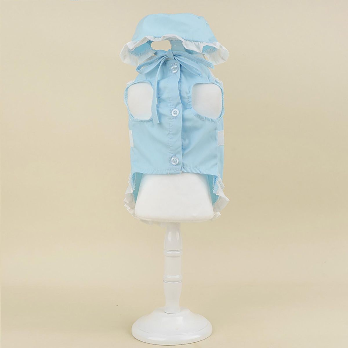 1 Set Cat Skirt Pet Dog Cat Maid Dress with Hat Blue