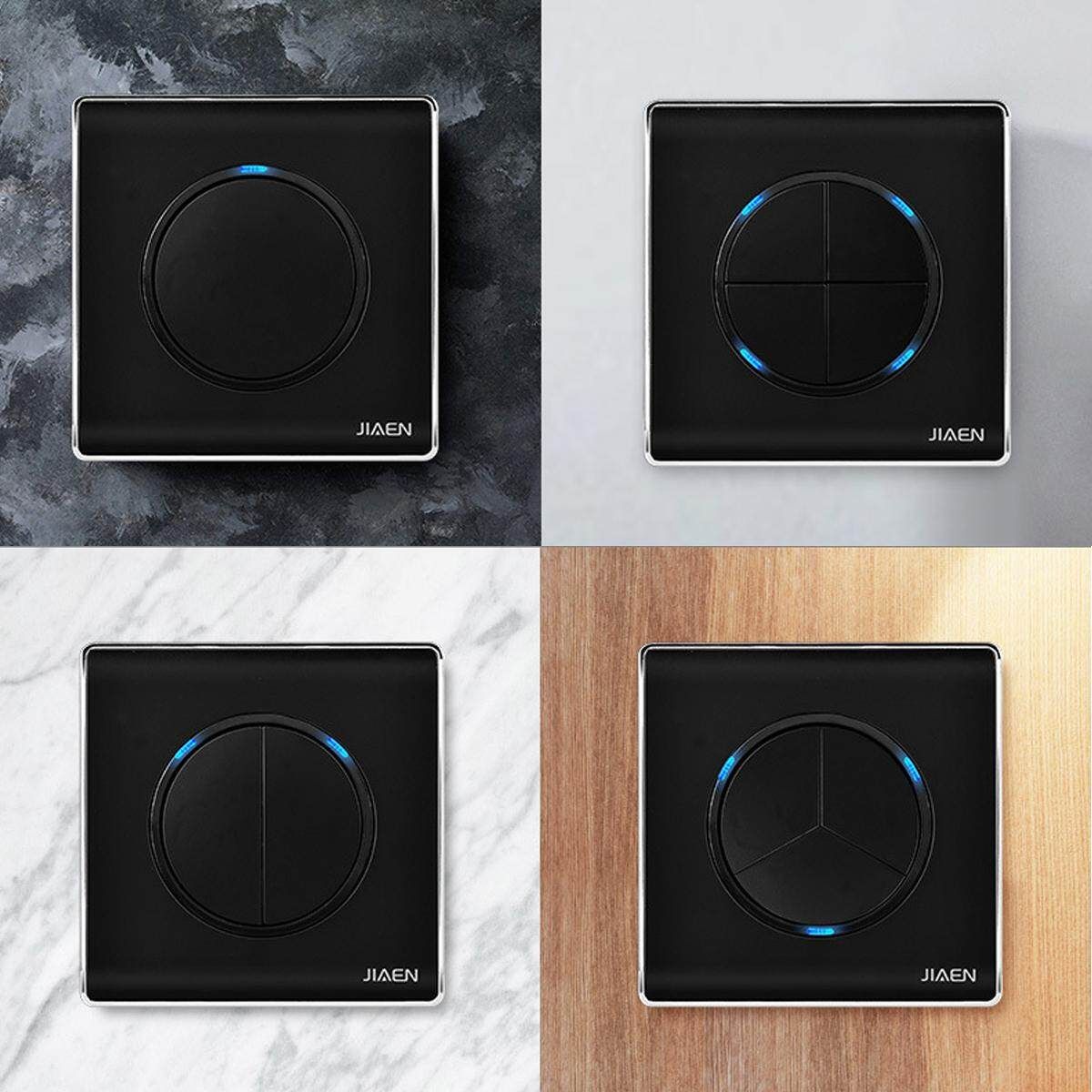 1/2/3/4 Gang 1 Way Glass Panel Home Wall Free Touch LED Light Switch Push Button Three Open Single Control