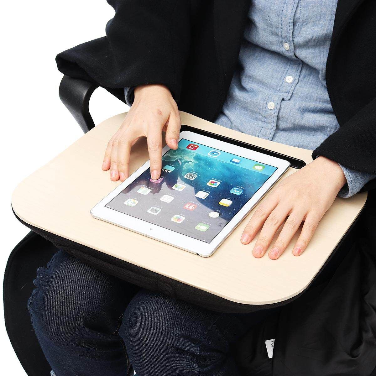 Laptop Tray Lap Desk Cushioned Portable Computer Reading Writing Table Light Wood Grain