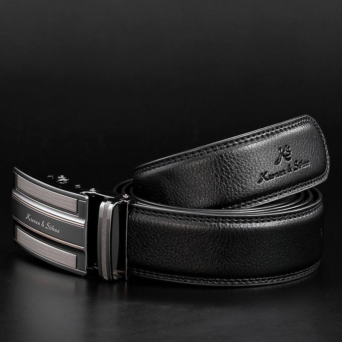 Automati    Bu Kle Soft Leather Belts For Men Male  Asual Waist Bands-black-16