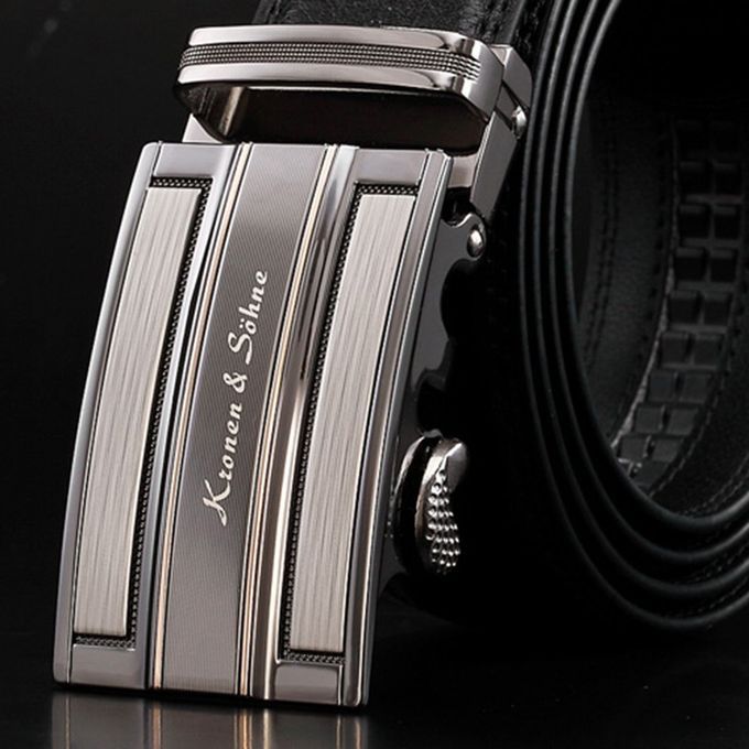 Automati    Bu Kle Soft Leather Belts For Men Male  Asual Waist Bands-black-16