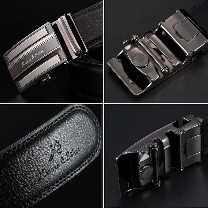 Automati    Bu Kle Soft Leather Belts For Men Male  Asual Waist Bands-black-16