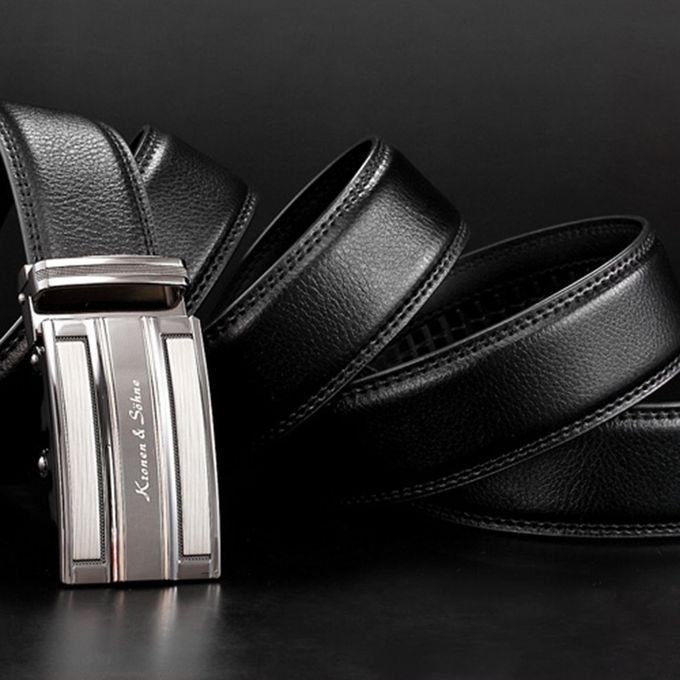 Automati    Bu Kle Soft Leather Belts For Men Male  Asual Waist Bands-black-16