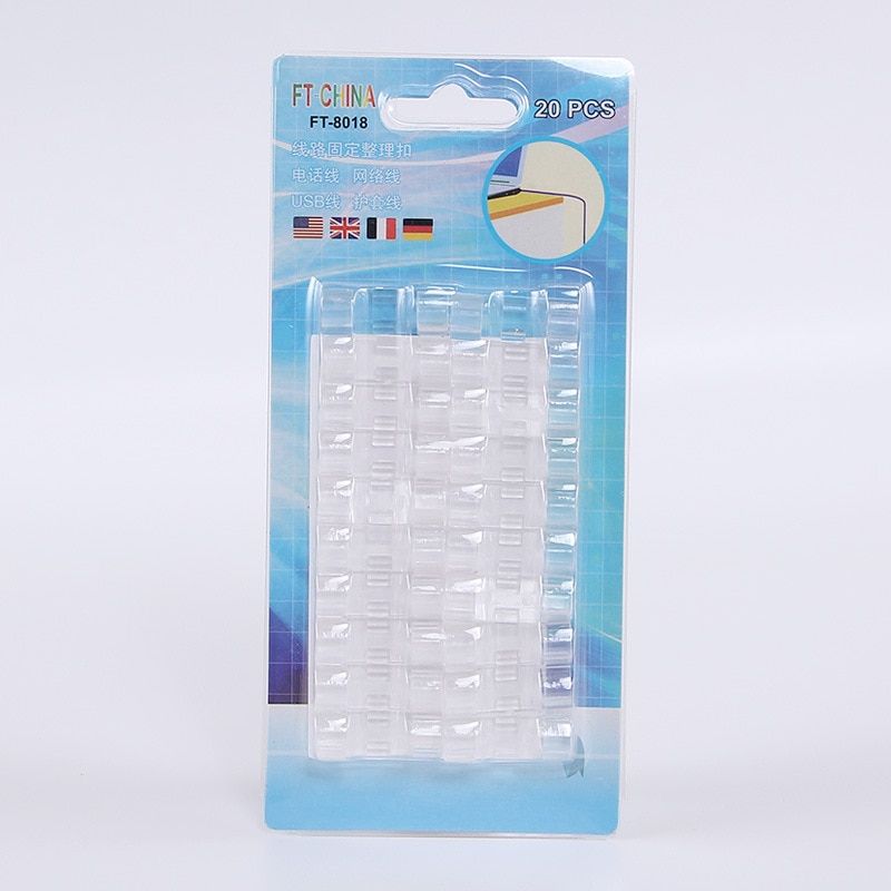 20 Pcs Self-Adhesive Cable Clips Cable Manager Wall Drop