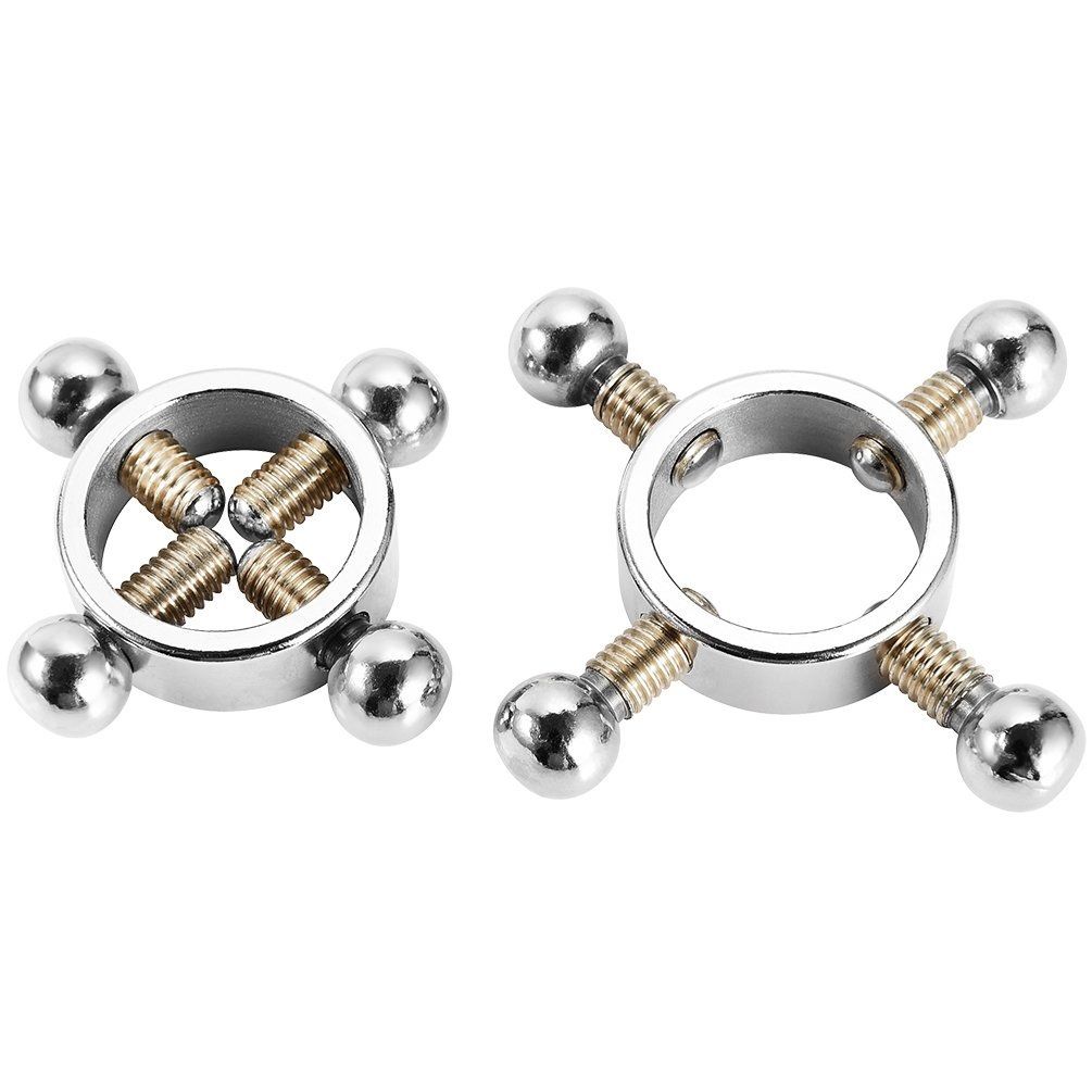 Nipple Clamps, Utimi Sleek Stainless Steel Breast Clip Powerful SM Toy With Decoration Beads And Screw, Silver, 2 Pcs