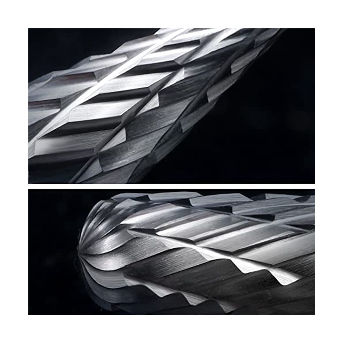 Single Cut Carbide Rotarys Burr Set, 10 Pcs 1/8inch Shanks, 1/4inch Head Length Tungsten Steel for Woodworking,Drilling
