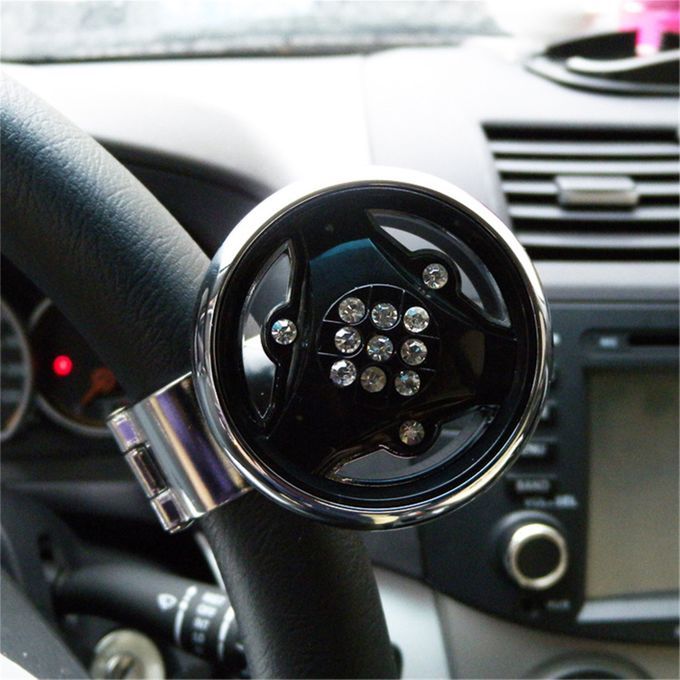 Stylish Rhinestones Car Steering Wheel Spinner Knob-1#