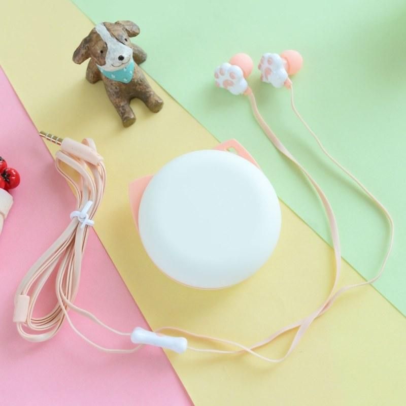 Portable Cartoon Cute Cat Claw 3.5mm Jack Wired In-ear-Black