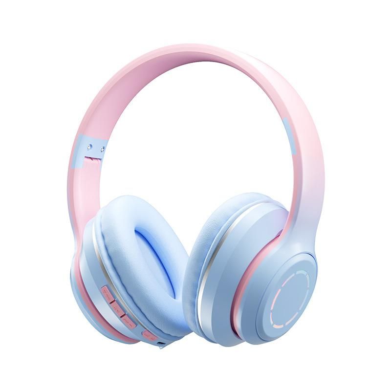 Wireless Bluetooth Headset Gradient Color Lighting Gaming Headphones Blue