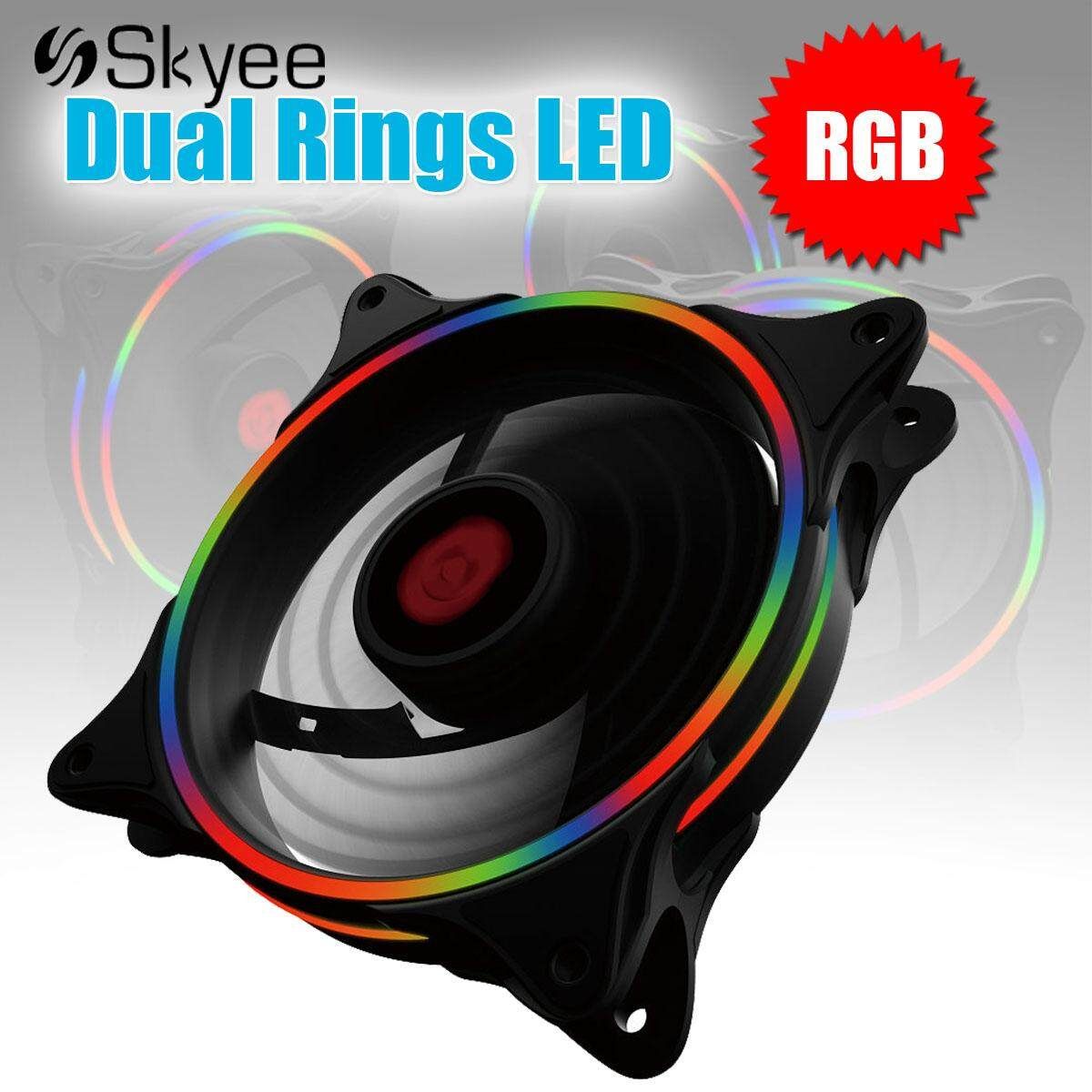 120mm Computer PC Case Cooling Fan RGB LED 1300RPM Quite Cooler Dual Rings & Kit