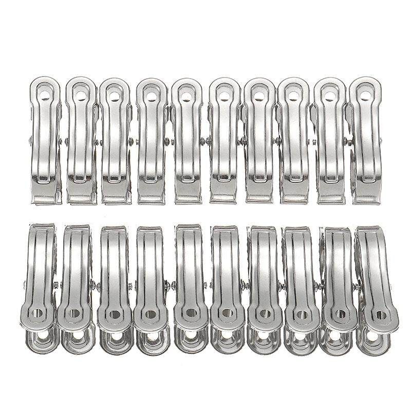 20Pcs 5.5cm Stainless Steel Clothes Clips Medium Size Pegs Hanger For Towels Socks Underwears