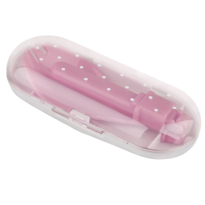New  Ute  Amping Hiking  Ookout Pi Ni  Foldable Spork Plasti  Spoon With  Ase-Pink