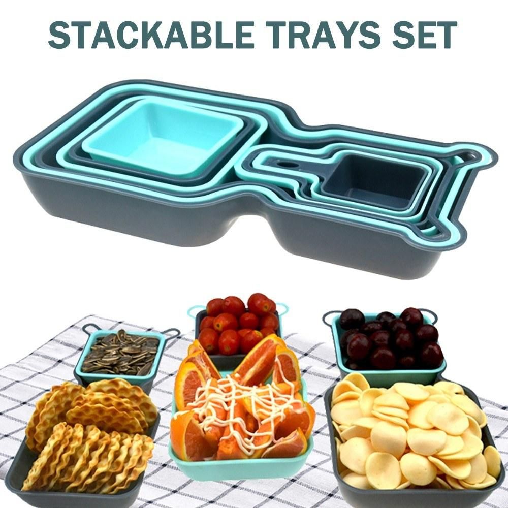 10pcs Trays Set Storage Tray Organizer Container Nesting Storage Display Plate for Salad Snack Fruit