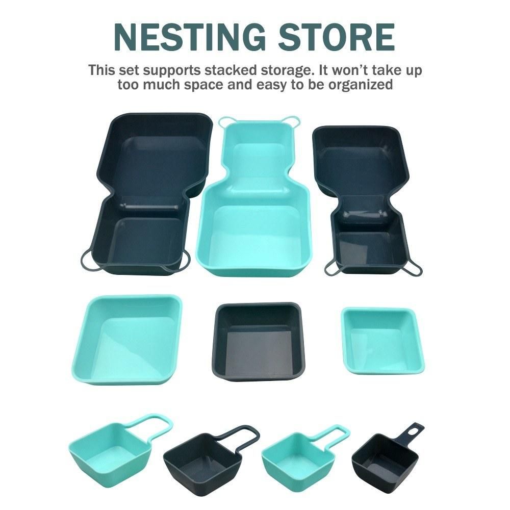 10pcs Trays Set Storage Tray Organizer Container Nesting Storage Display Plate for Salad Snack Fruit