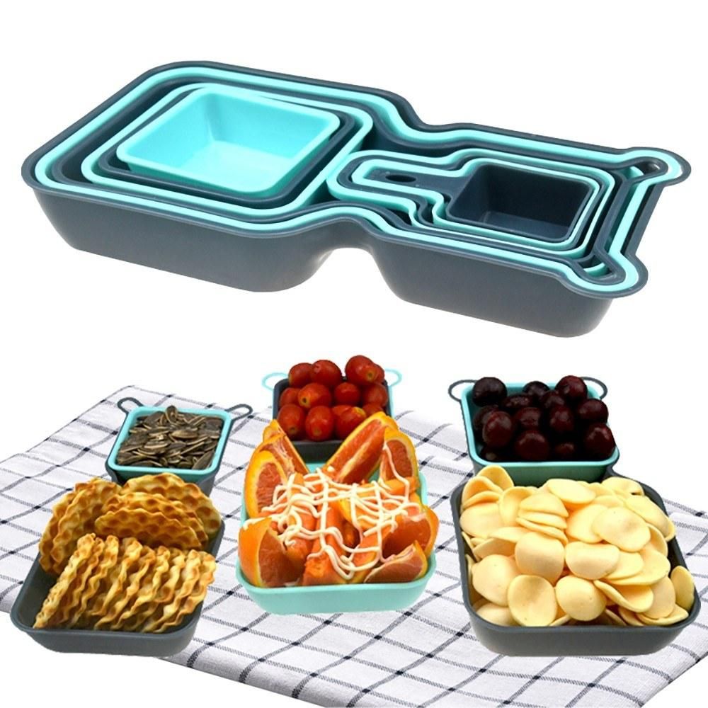 10pcs Trays Set Storage Tray Organizer Container Nesting Storage Display Plate for Salad Snack Fruit