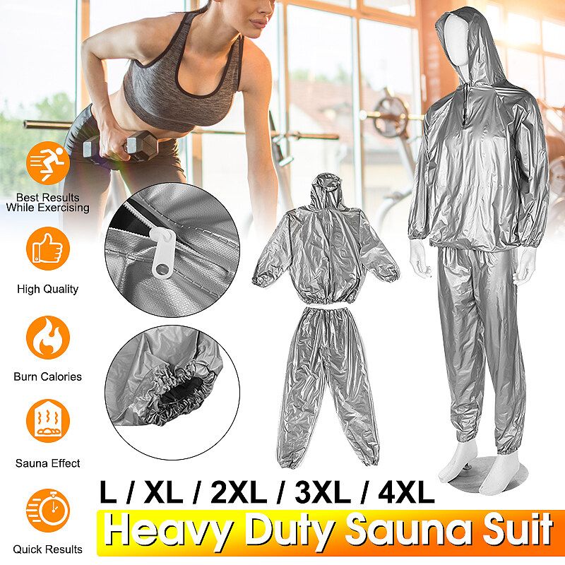 Unisex Sweat PVC Sauna Gym Suit Fitness Exercise Running Sport Lose Weight Keep Slimming Tracksuit L-4XL 4XL