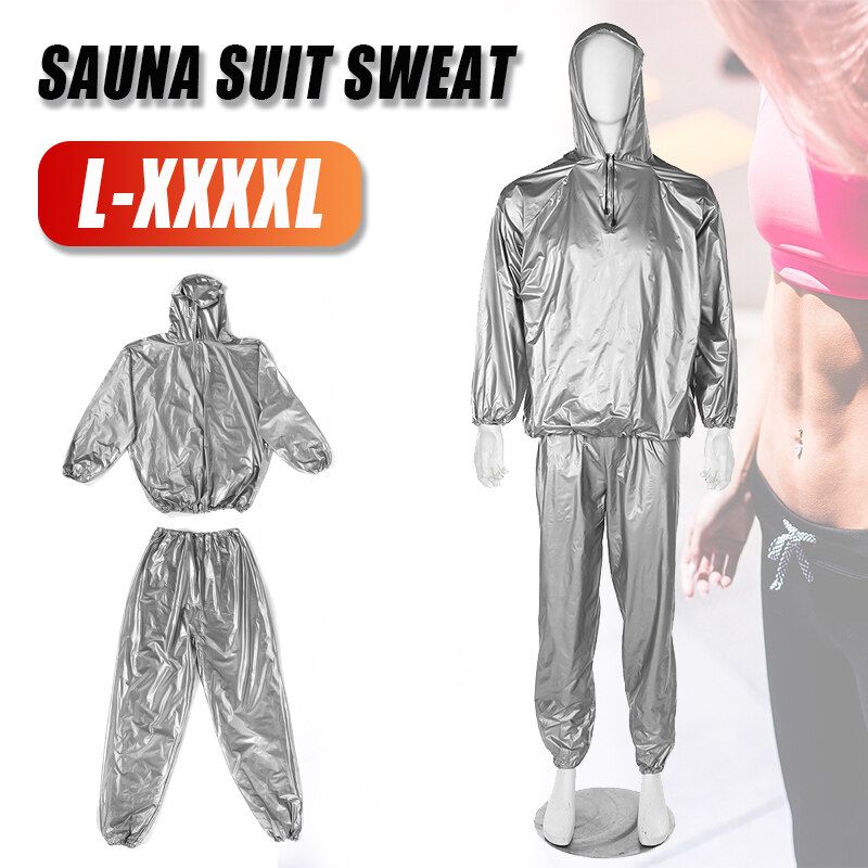 Unisex Sweat PVC Sauna Gym Suit Fitness Exercise Running Sport Lose Weight Keep Slimming Tracksuit L-4XL 4XL