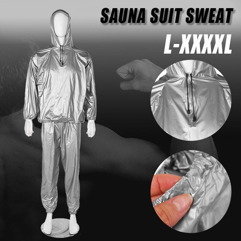 Unisex Sweat PVC Sauna Gym Suit Fitness Exercise Running Sport Lose Weight Keep Slimming Tracksuit L-4XL 4XL
