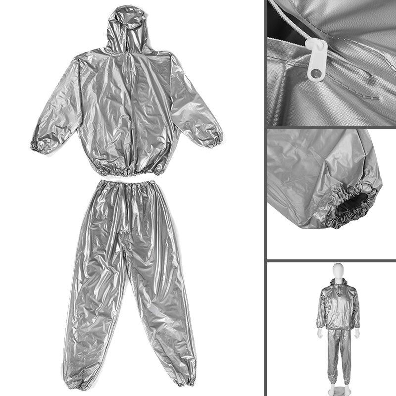 Unisex Sweat PVC Sauna Gym Suit Fitness Exercise Running Sport Lose Weight Keep Slimming Tracksuit L-4XL 4XL