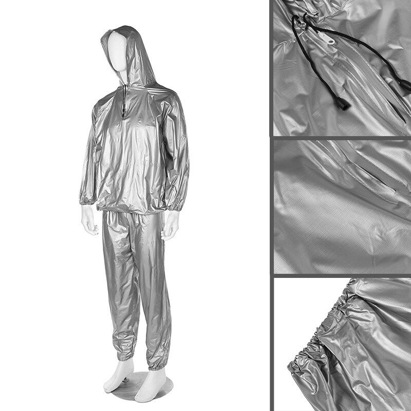 Unisex Sweat PVC Sauna Gym Suit Fitness Exercise Running Sport Lose Weight Keep Slimming Tracksuit L-4XL 4XL