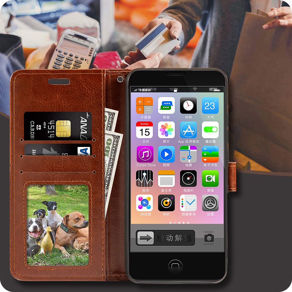 Case For Ulefone Power Armor 13 Wallet Premium PU Leather Magnetic Flip Case Cover With Card Holder For Ulefone Armor 13-Brown