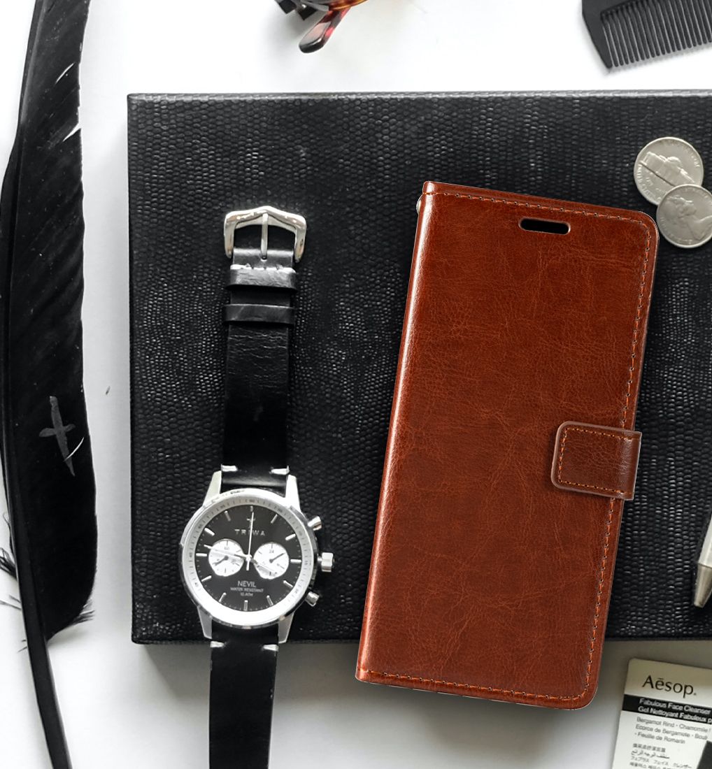 Case For Ulefone Power Armor 13 Wallet Premium PU Leather Magnetic Flip Case Cover With Card Holder For Ulefone Armor 13-Brown