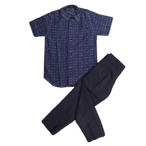 Boys' 2piece Shirt & Trouser - Navy Blue