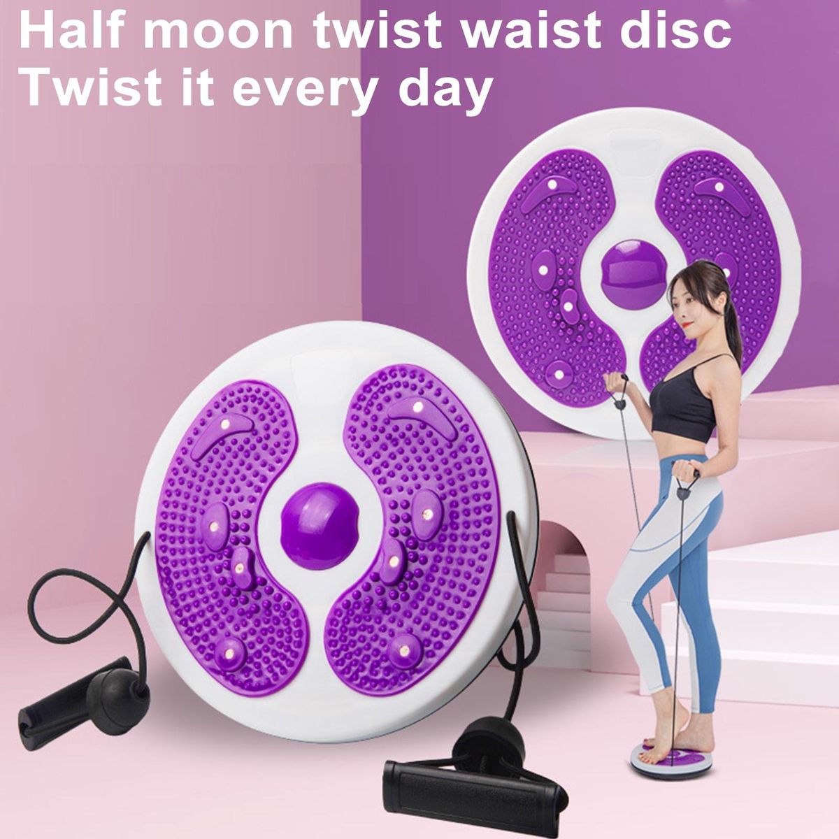 Waist Twist Board Twist Tone Balance Board with Foot for Weight Purple