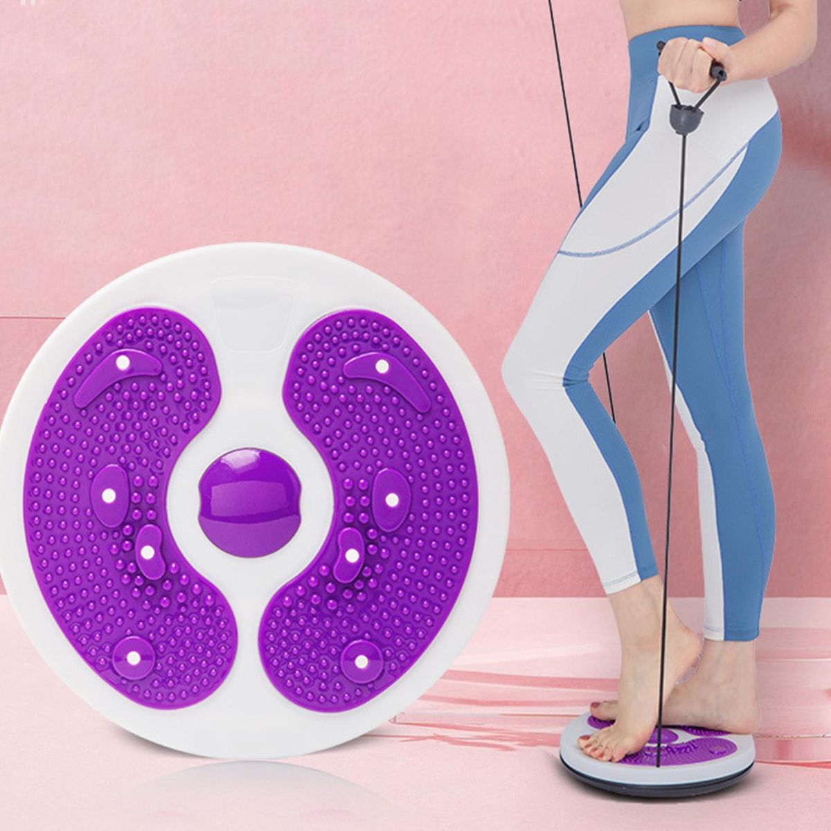 Waist Twist Board Twist Tone Balance Board with Foot for Weight Purple