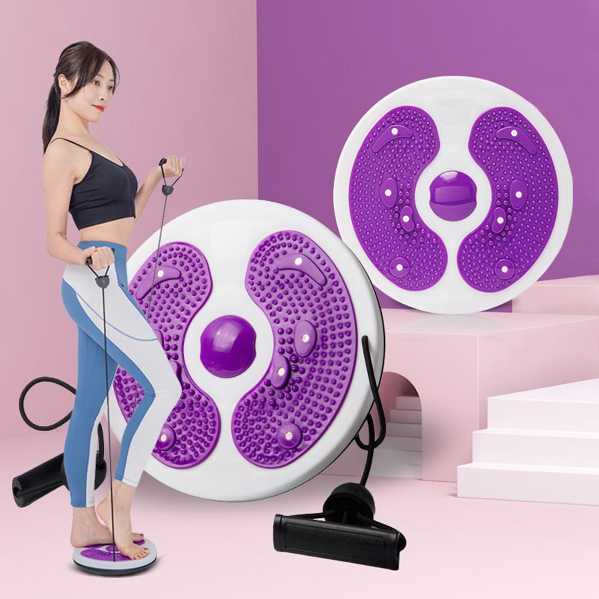 Waist Twist Board Twist Tone Balance Board with Foot for Weight Purple