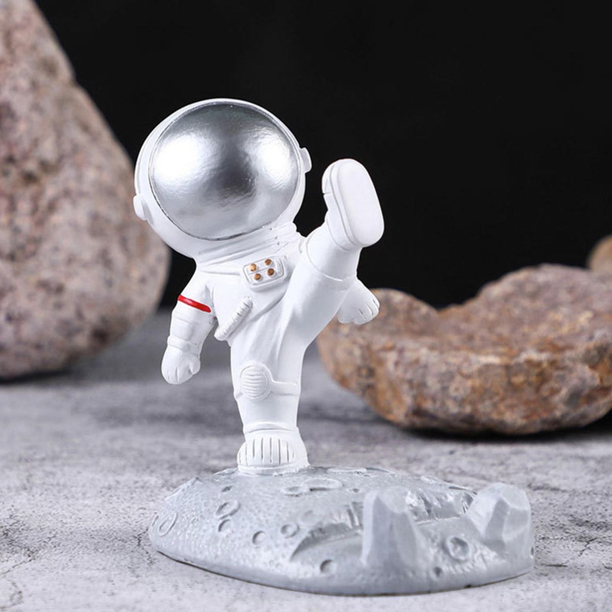 Tomfeel Astronaut Cellphone Holder Panel PC Bracket Resin Ornament DIY Holder Office Living Room and Desk Decoration Gift Golden & Silvery