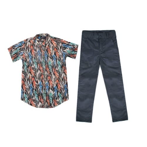 Multicolour Boys' 2-piece Shirt & Trousers