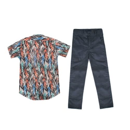 Multicolour Boys' 2-piece Shirt & Trousers