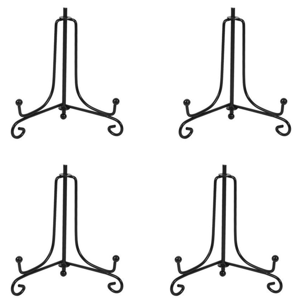 (4 pack)Black Iron Easel Plate Display Photo Holder Stand 4