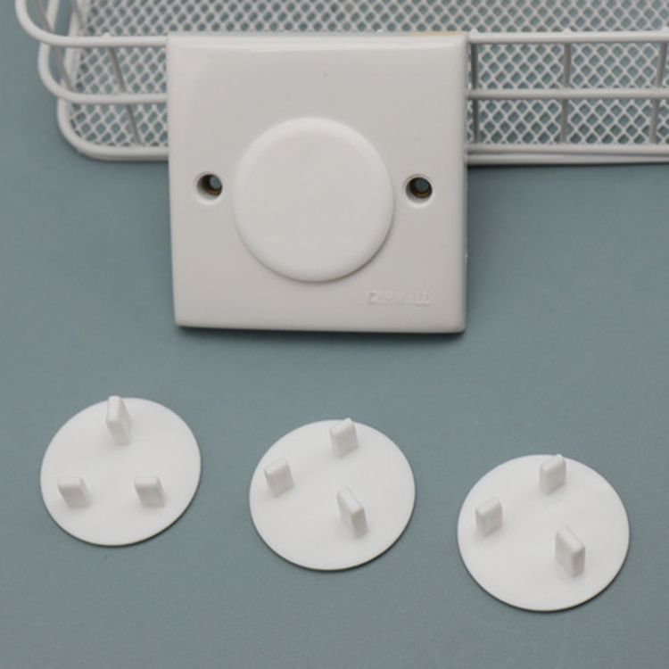 UK 3-Hole Socket Protect Cover Round Thin White