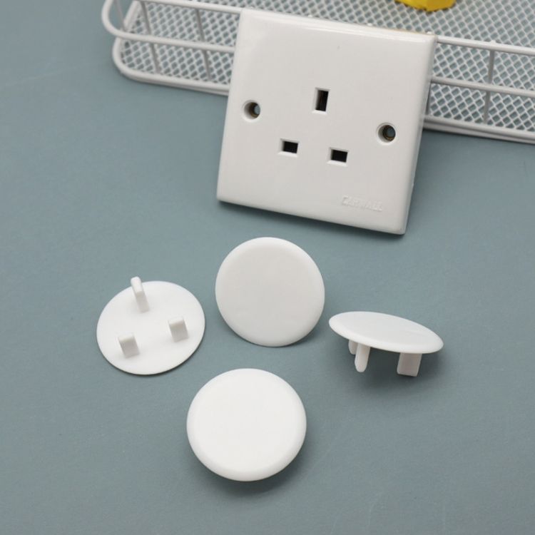 UK 3-Hole Socket Protect Cover Round Thin White