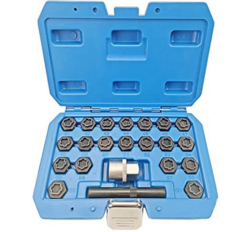 22PCS Wheel Locking Nut Key Kit Wheel Lock Nut Socket Adapter Set Wheel Anti-Theft Lug Nut Removal Tool