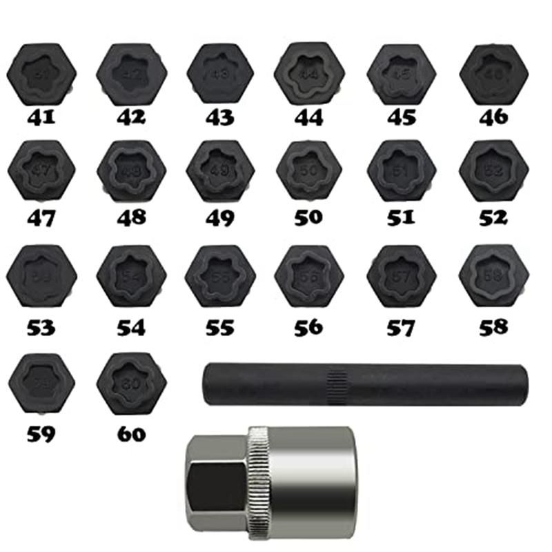 22PCS Wheel Locking Nut Key Kit Wheel Lock Nut Socket Adapter Set Wheel Anti-Theft Lug Nut Removal Tool