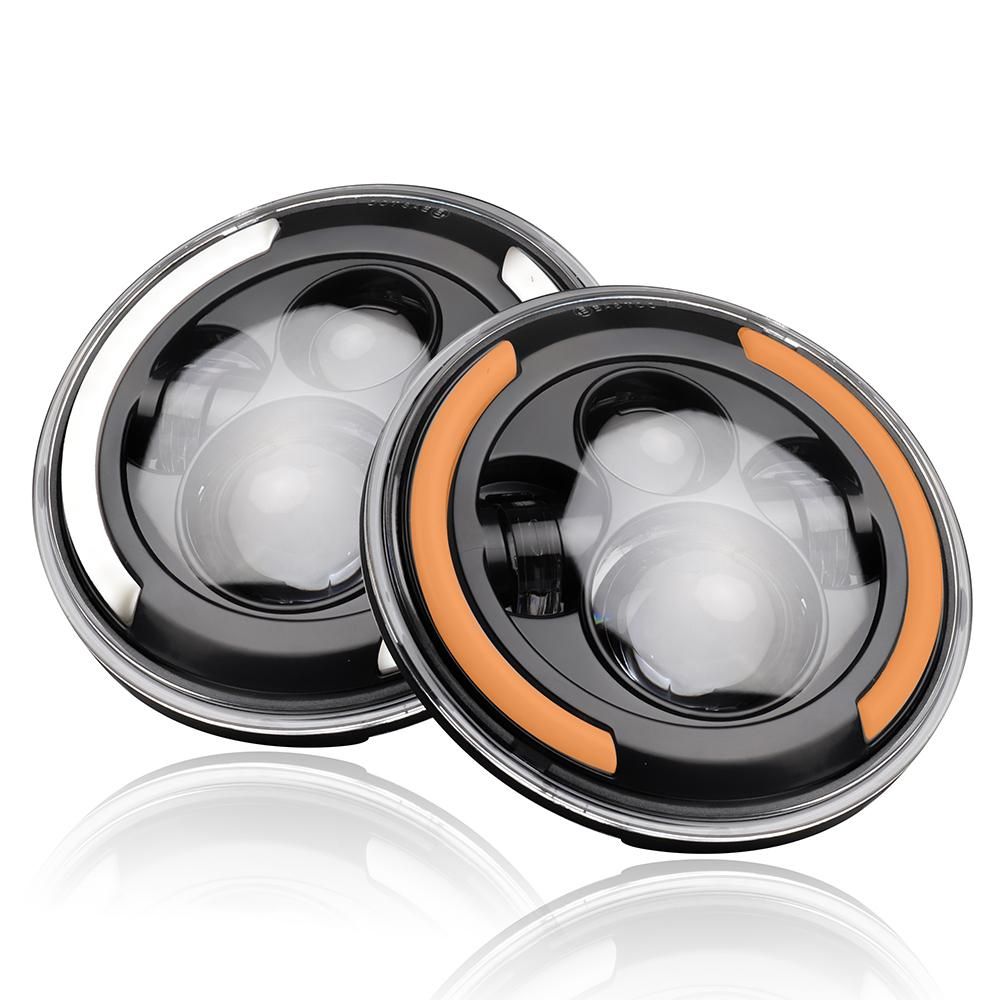 12V/24V Motorcycle Car Headlight 7 inches Round LED Driving Lamp Head Lamp Fit for 7 inches Jeep Wrangler, Retro Turn Signal
