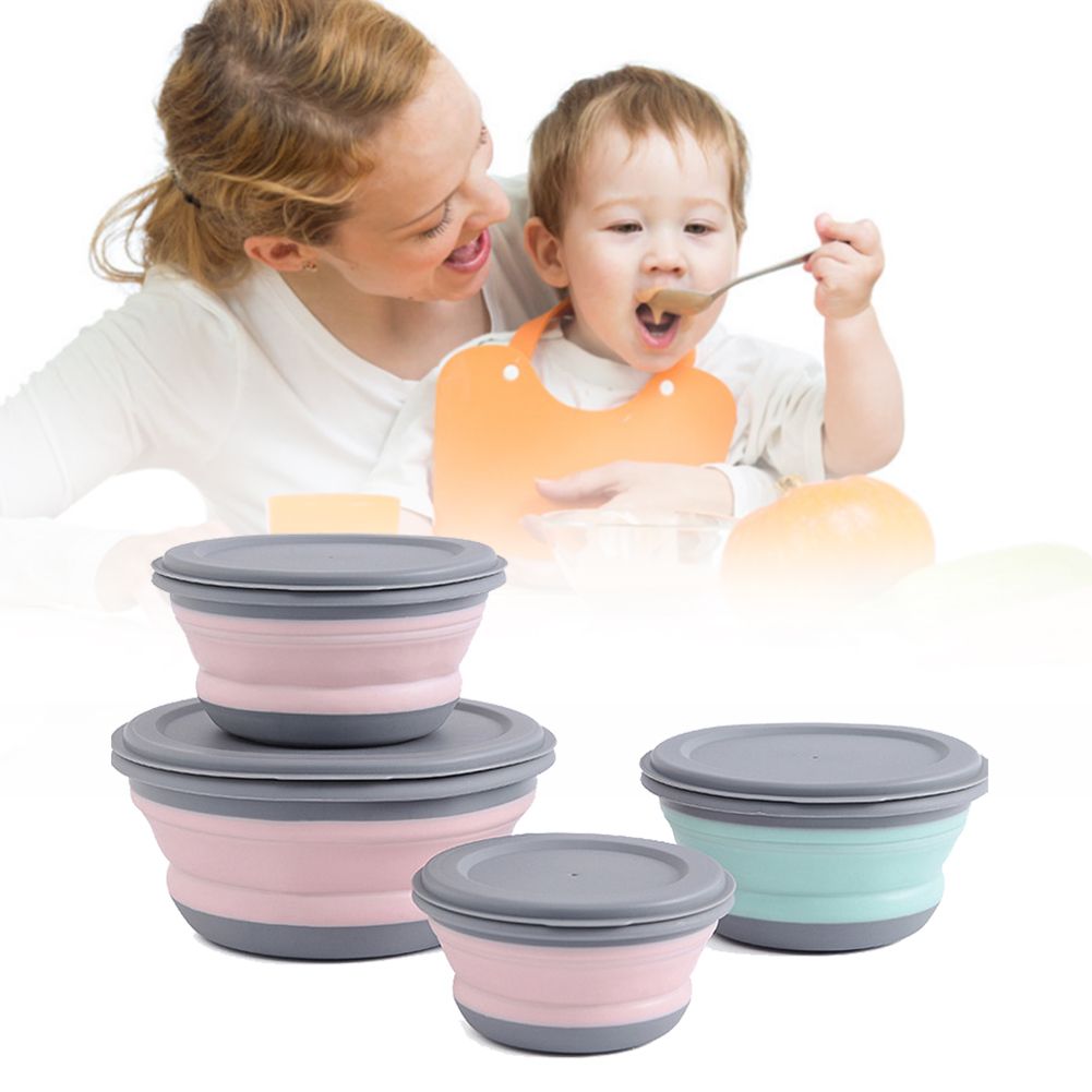3Pcs/Set Bowl Sets PP+TPR Lunch Folding Bowl Portable