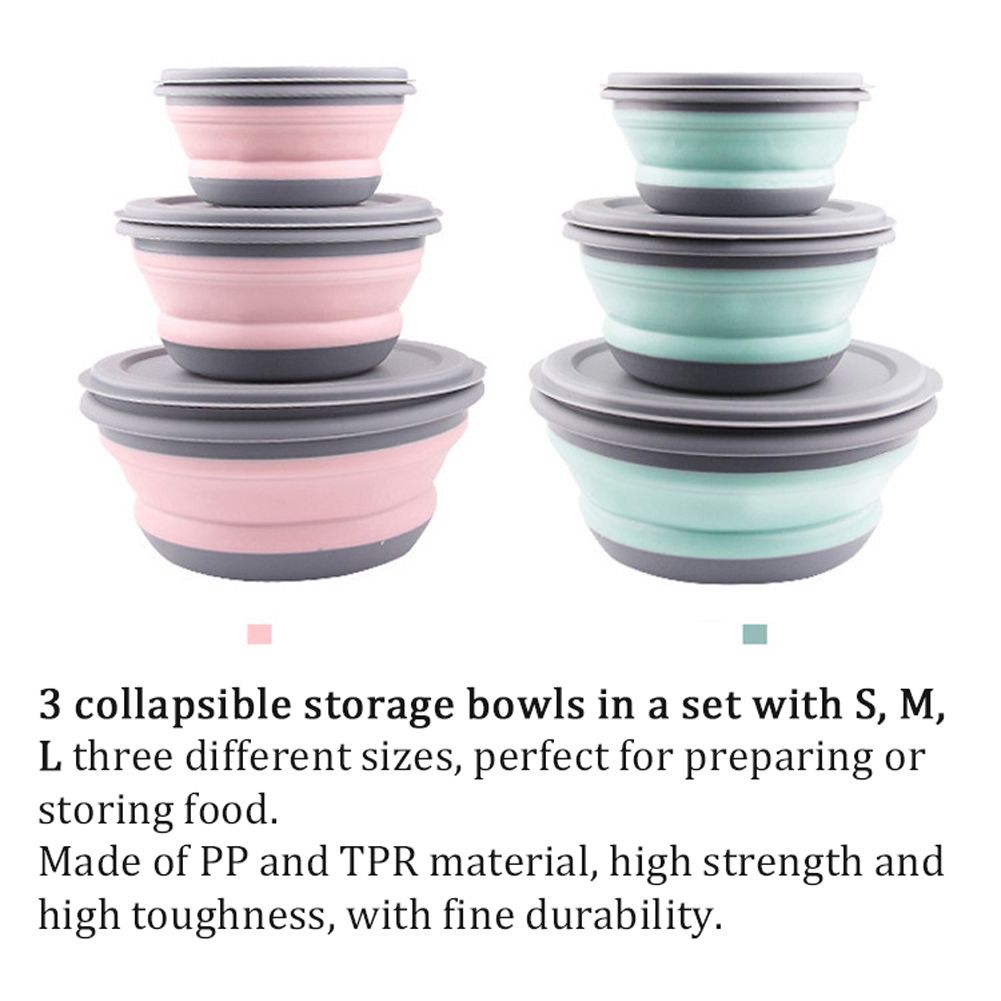 3Pcs/Set Bowl Sets PP+TPR Lunch Folding Bowl Portable