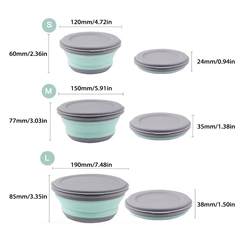 3Pcs/Set Bowl Sets PP+TPR Lunch Folding Bowl Portable