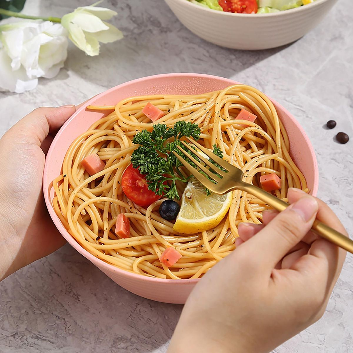 Soup Bowl Round Instant Noodle Bowl Pink