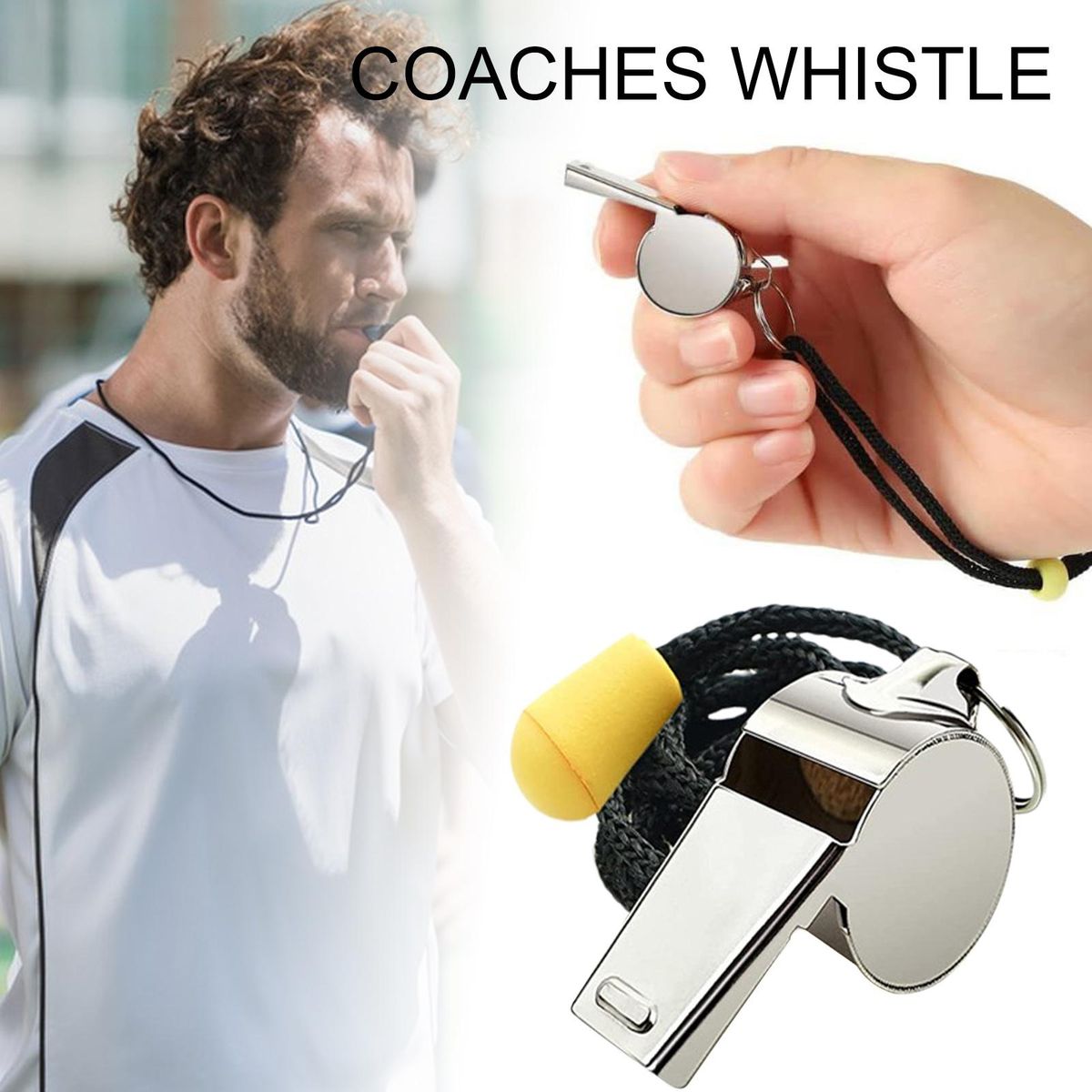 Teacher Whistle 3-pack Stainless Steel Sports Whistles for Coaches