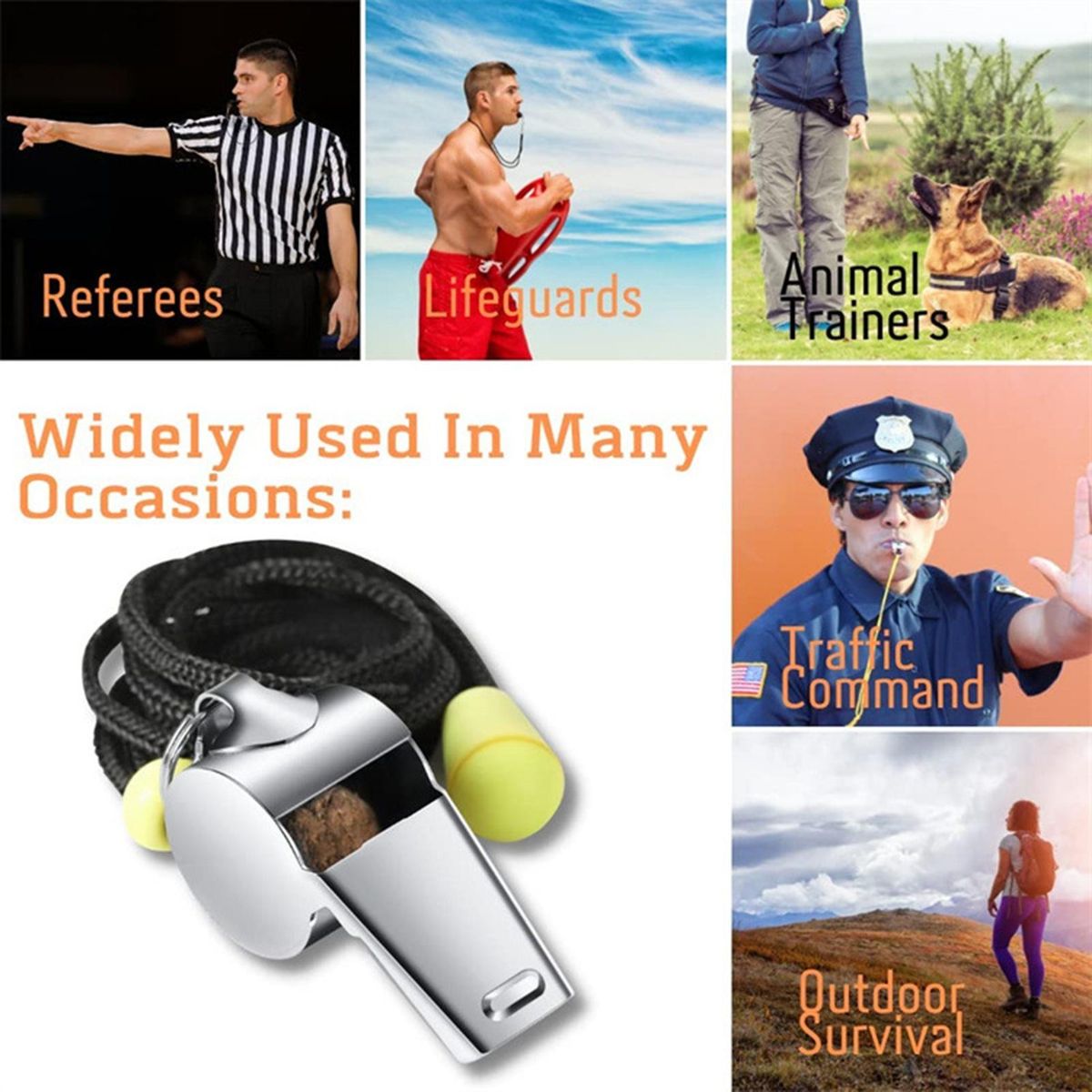 Teacher Whistle 3-pack Stainless Steel Sports Whistles for Coaches